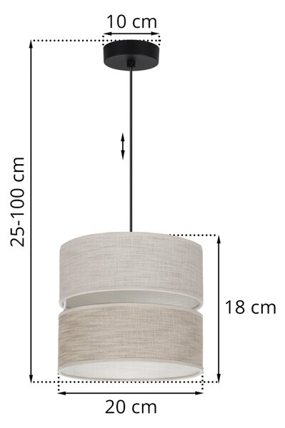Závesné svietidlo Len, 1x béžové/svetlobéžové textilné tienidlo, (fi 20 cm), b