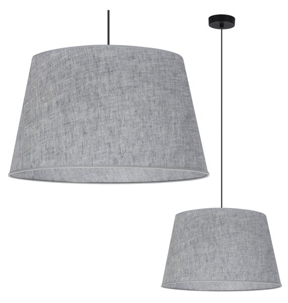 Závesné svietidlo Len, 1x šedé textilné tienidlo, (fi 44 cm), b