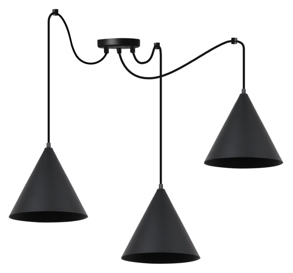 Závesné svietidlo Soho Spider, 3x čierne kovové tienidlo, (fi 25cm)