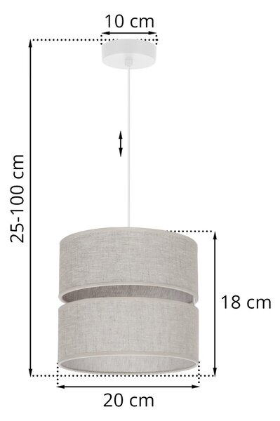 Závesné svietidlo Len, 1x svetlobéžové textilné tienidlo, (fi 20 cm), w