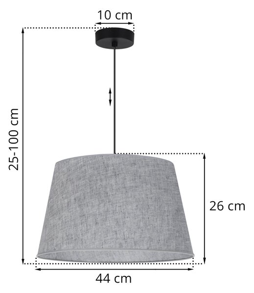 Závesné svietidlo Len, 1x šedé textilné tienidlo, (fi 44 cm), b