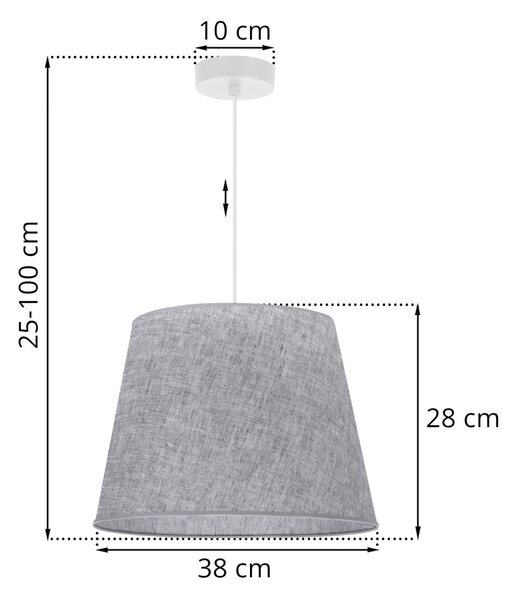 Závesné svietidlo Len1, 1x šedé textilné tienidlo, (fi 38 cm), w