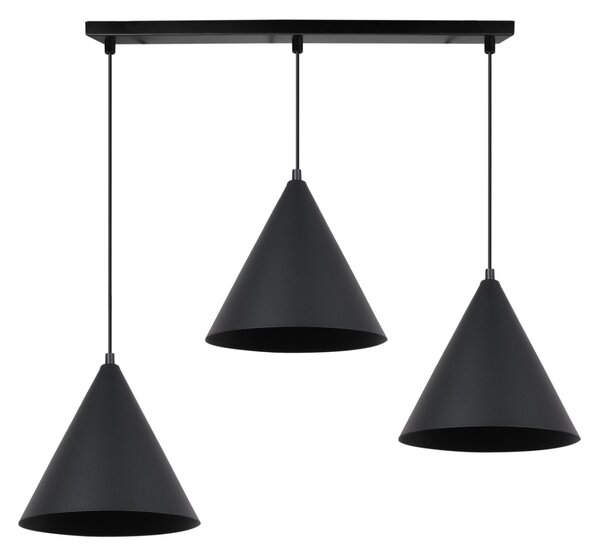 Závesné svietidlo Soho, 3x čierne kovové tienidlo, (fi 25cm)