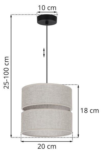 Závesné svietidlo Len, 1x svetlobéžové textilné tienidlo, (fi 20 cm), b