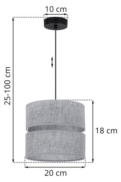 Závesné svietidlo Len, 1x šedé textilné tienidlo, (fi 20 cm), b