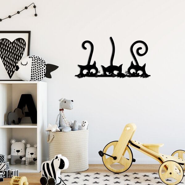 Wallity Nástenný kovový vešiak Cats 60 cm čierny