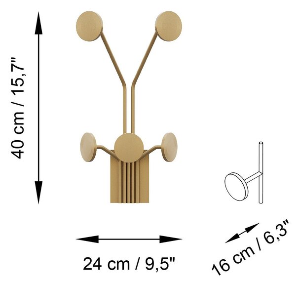 Wallity Nástenný kovový háčik Giraffe 24 cm zlatý