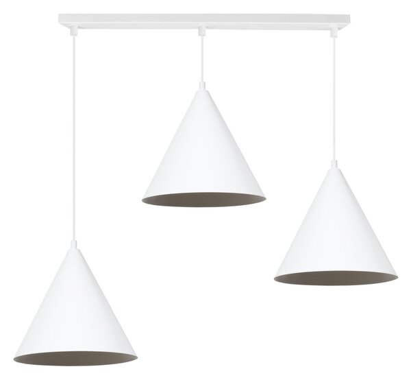 Závesné svietidlo Soho, 3x biele kovové tienidlo, (fi 25cm)