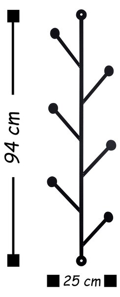 Wallity Nástenný kovový tyčový vešiak Rod 94 cm čierny