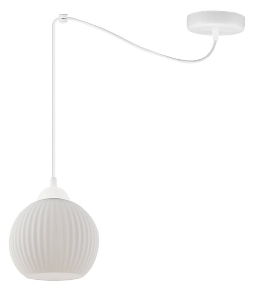 Závesné svietidlo Riffle Round Spider, 1x biele sklenené tienidlo, w