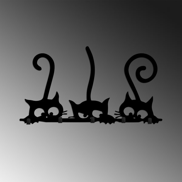 Wallity Nástenný kovový vešiak Cats 60 cm čierny