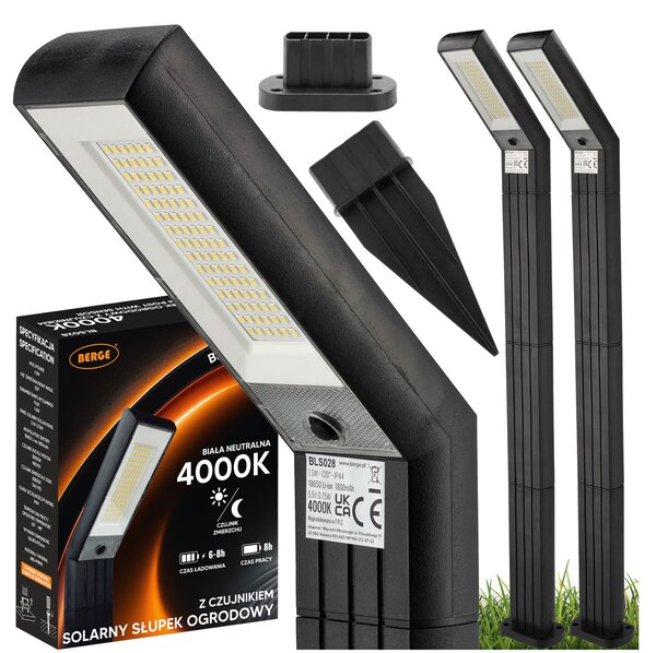 BERGE Sada 2 LED solárnych záhradných lámp, vonkajšie, veľké, 98 cm, silné, nastaviteľné