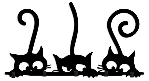 Wallity Nástenný kovový vešiak Cats 60 cm čierny