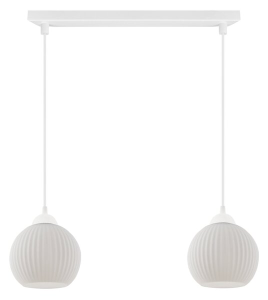 Závesné svietidlo Riffle Round, 2x biele sklenené tienidlo, w