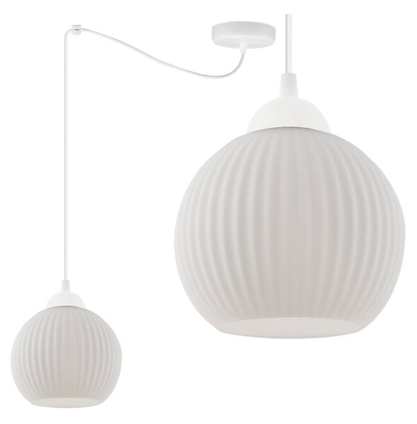 Závesné svietidlo Riffle Round Spider, 1x biele sklenené tienidlo, w