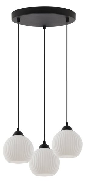 Závesné svietidlo Riffle Round, 3x biele sklenené tienidlo, b, o
