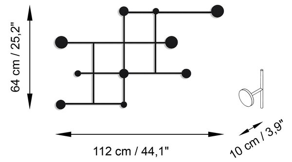 Wallity Nástenný kovový vešiak Fatara 112 cm čierny