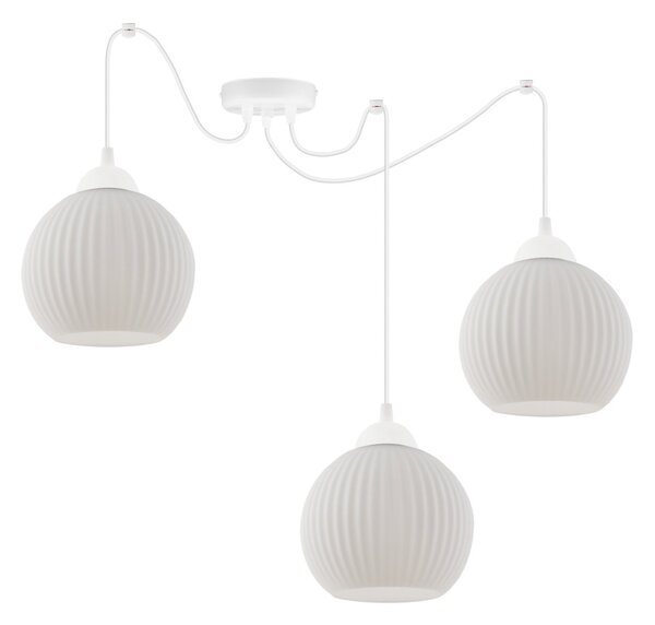 Závesné svietidlo Riffle Round Spider, 3x biele sklenené tienidlo, w