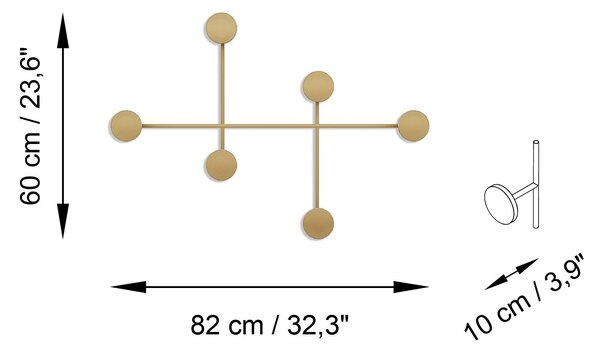 Wallity Nástenný kovový vešiak Dama 82 cm zlatý