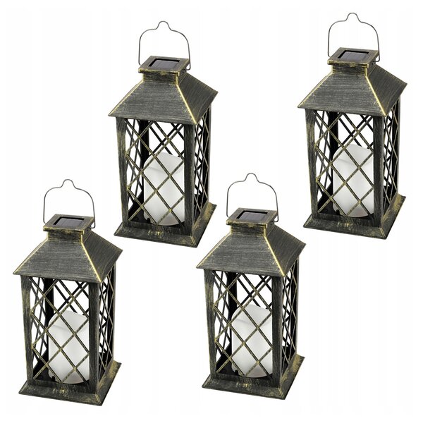 BERGE 4x Solárne LED záhradné lampáše, lampáše, sviečky, hnedé 2V 35MA