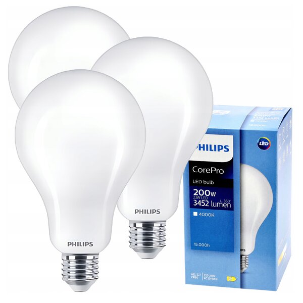 3x LED žiarovka PHILIPS E27 23W 3452lm výkonná 4000k eyecomfort corepro