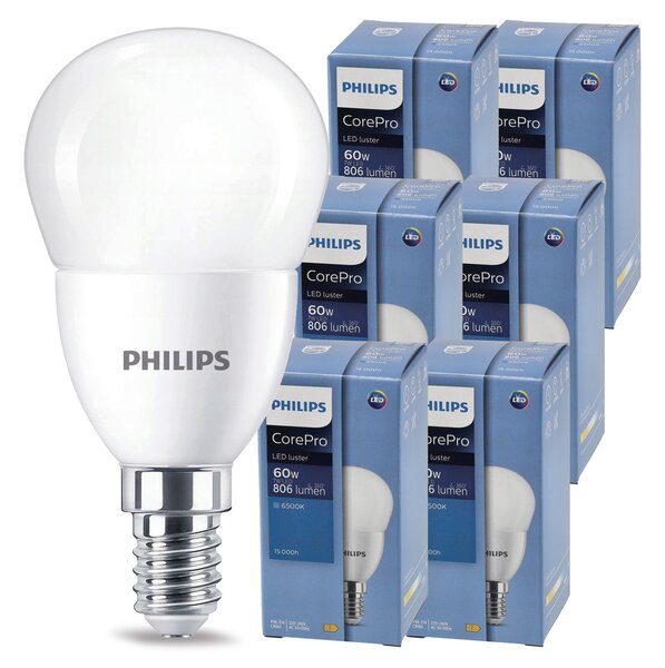 6x LED žiarovka PHILIPS E14 7W – studená farba 6500k 230v corepro