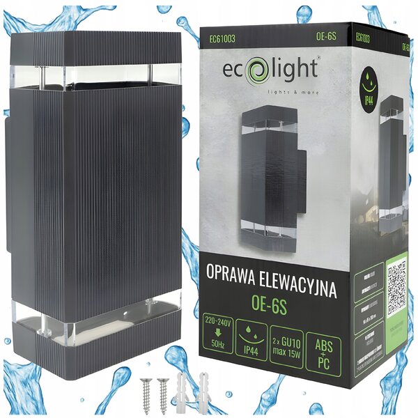 ECOLIGHT Fasádne svietidlo plastové OE-6S 2xGU10 ANTRACIT