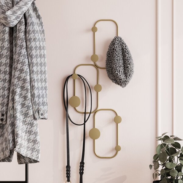 Wallity Nástenný kovový vešiak Lizzard 28 cm zlatý