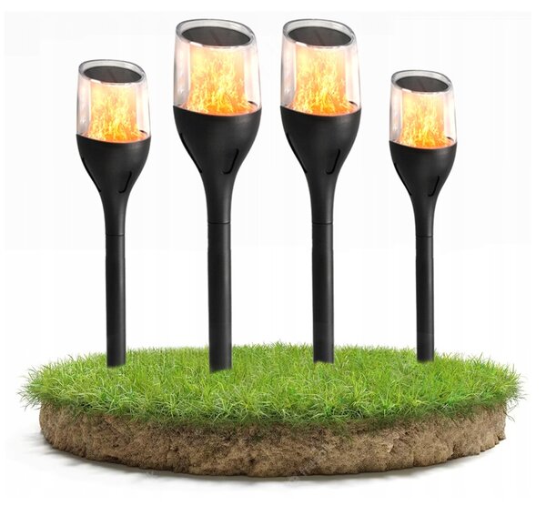 BERGE 4x Solárne záhradné LED lampy Silný plameň 65 cm