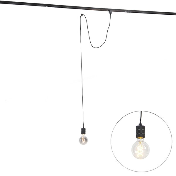 Závesná lampa čierna pre 1-fázový koľajnicový systém - Iconic Cavalux