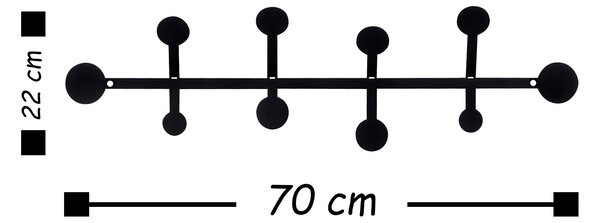Wallity Nástenný vešiak Háčik 70 cm čierny