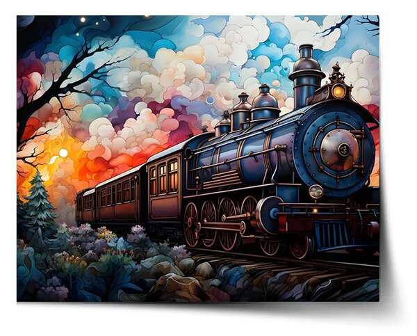 Sablio Plagát Parná lokomotíva v kúzelnej krajine - 60x40 cm