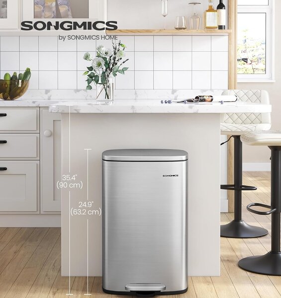 SONGMICS Nerezový odpadkový kôš Doro 50 l strieborný
