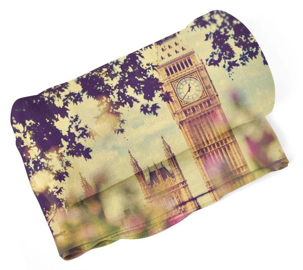 Sablio Deka Londýn Big Ben Flowers - 150x120 cm