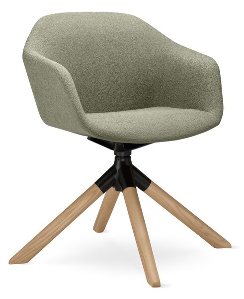 LD SEATING - Otočná stolička RIVA RI-02,FW-BL s dreveným podstavcom