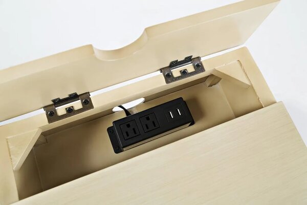 LivinHill Nočný stolík Avola 41 cm z masívu s USB portami krémový