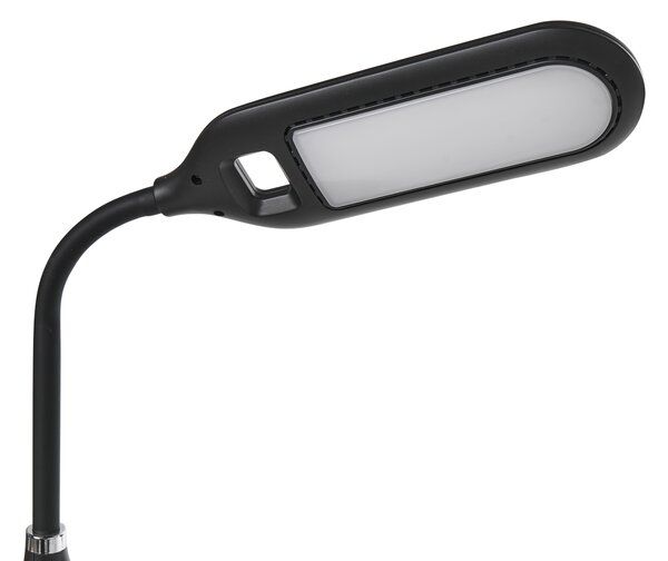 LED stolová lampa čierna syntetický materiál kancelárska lampa s nastaviteľným ramenom a stmievačom