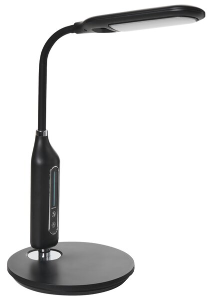 LED stolová lampa čierna syntetický materiál kancelárska lampa s nastaviteľným ramenom a stmievačom