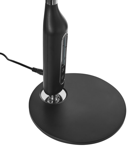 LED stolová lampa čierna syntetický materiál kancelárska lampa s nastaviteľným ramenom a stmievačom