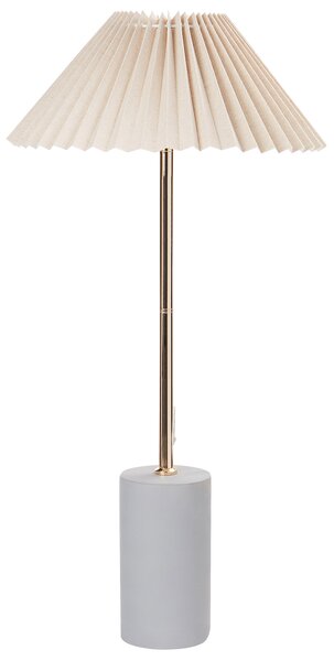 Stolná nočná lampa béžová ľanové tienidlo kovový betónový podstavec 68 cm moderný štýl obývacia izba spálňa
