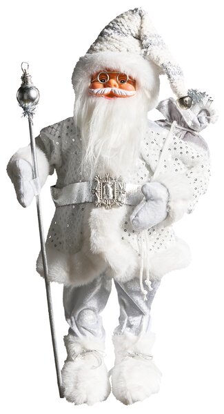 Dekoratívna figúrka strieborná látka syntetický materiál vianočná dekorácia Santa Claus Mikuláš ozdoba