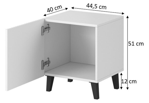 HALMAR Nočný stolík Pafos 40 cm biely/čierny