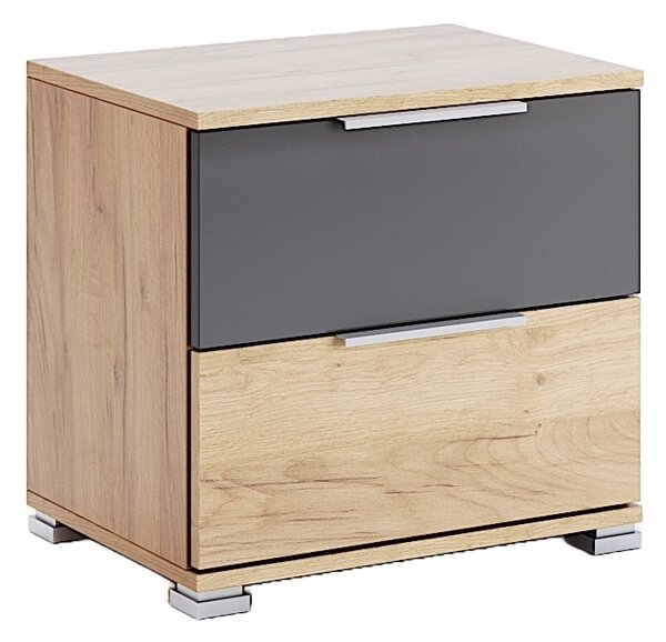 3kraft Nočný stolík Ramona 2 zásuvky Dub Craft/matná láva
