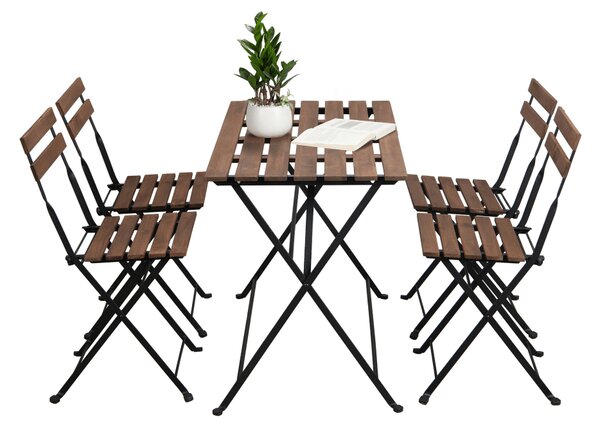 KONDELA Záhradný set 1+4, akácia/čierna, SEDAN TYP 2