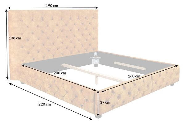 Dizajnová posteľ Laney 160 x 200 cm horčicový zamat