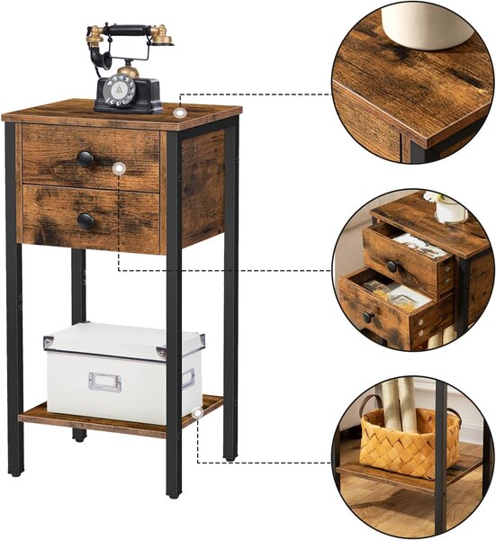 Nočný stolík Vasagle Noxwood 35 cm čierny/hnedý