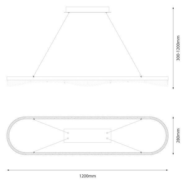 Závesné LED svietidlo Preciosa, 1x LED 45w, 4000k, g