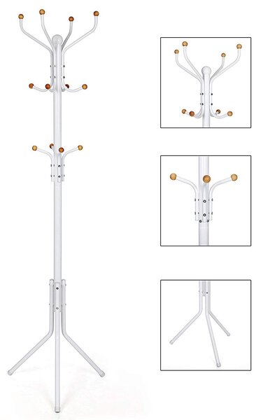 SONGMICS Kovový vešiak na oblečenie 182cm biely