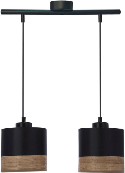 Candellux Porto závesné svietidlo 2x60 W čierna-drevená-hnedá 32-17604