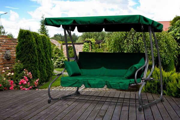 ModernHome Skladacia záhradná hojdačka 2v1 - zelené podsedáky